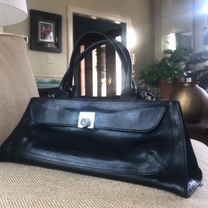 Black Leather Furla East West Shoulder Bag